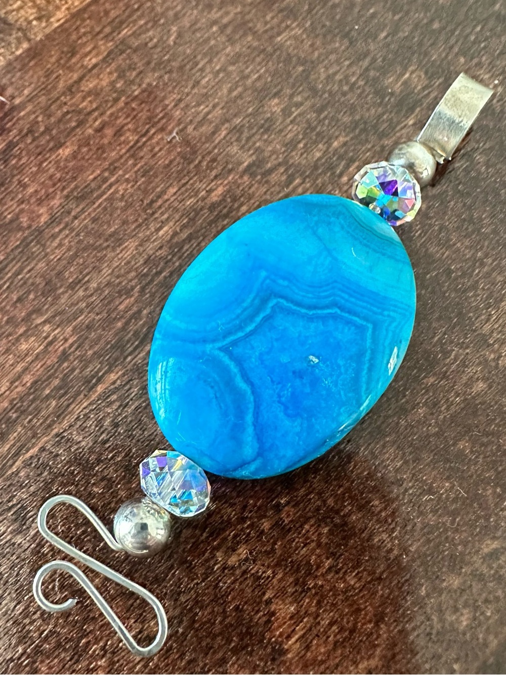 Large statement pendant made from agate and sterling silver